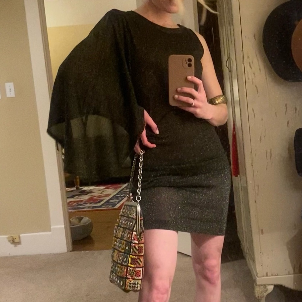 Ted baker sheet asymmetrical batwing midi